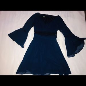 Mini navy blue bell sleeve dress.